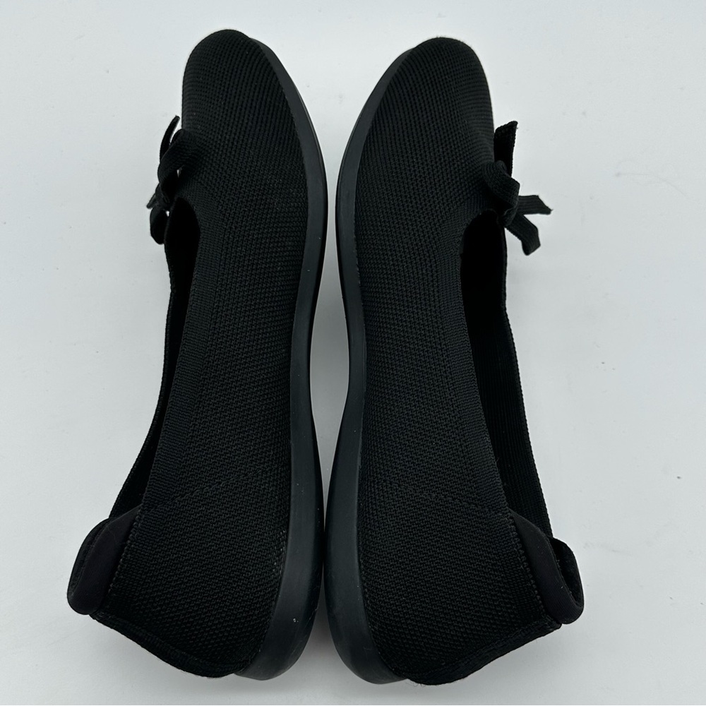 Clarks Black Stretch Fabric Ballet Flats with Bow - Picture 5 of 9